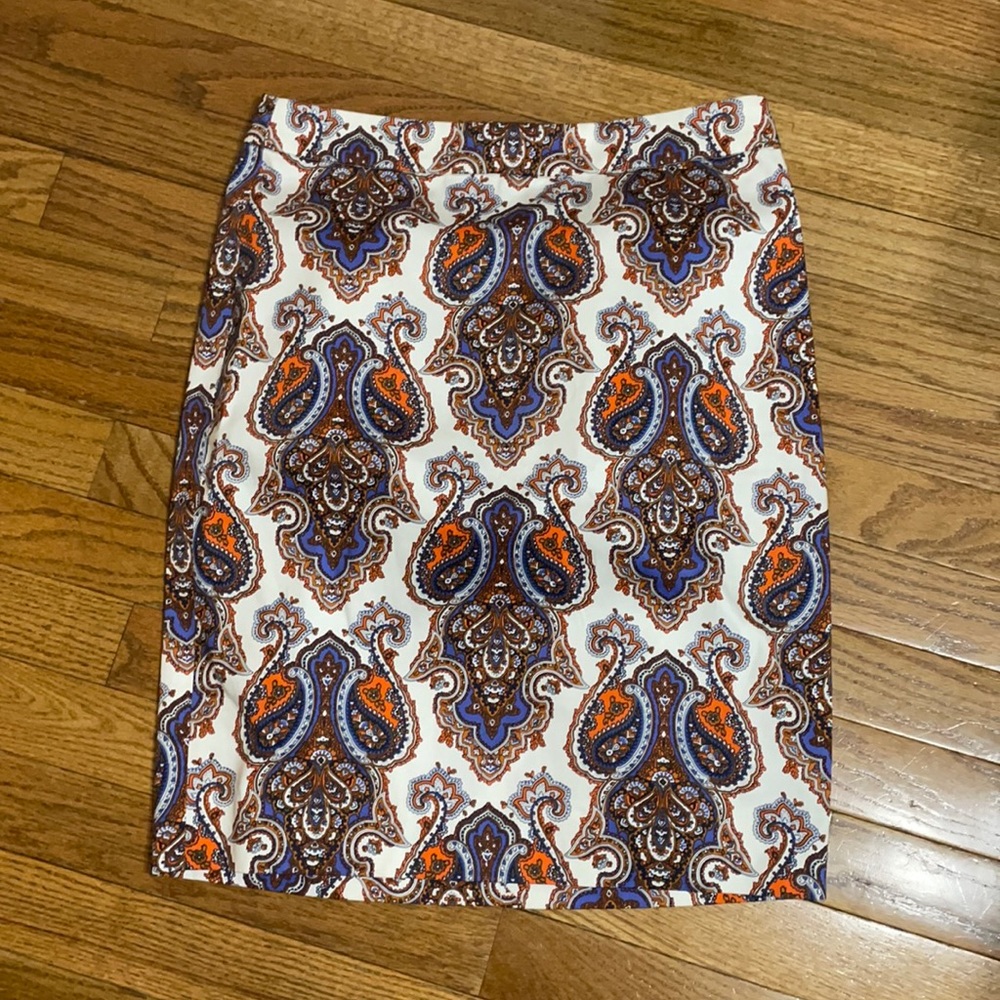 J Crew Paisley Pencil Skirt